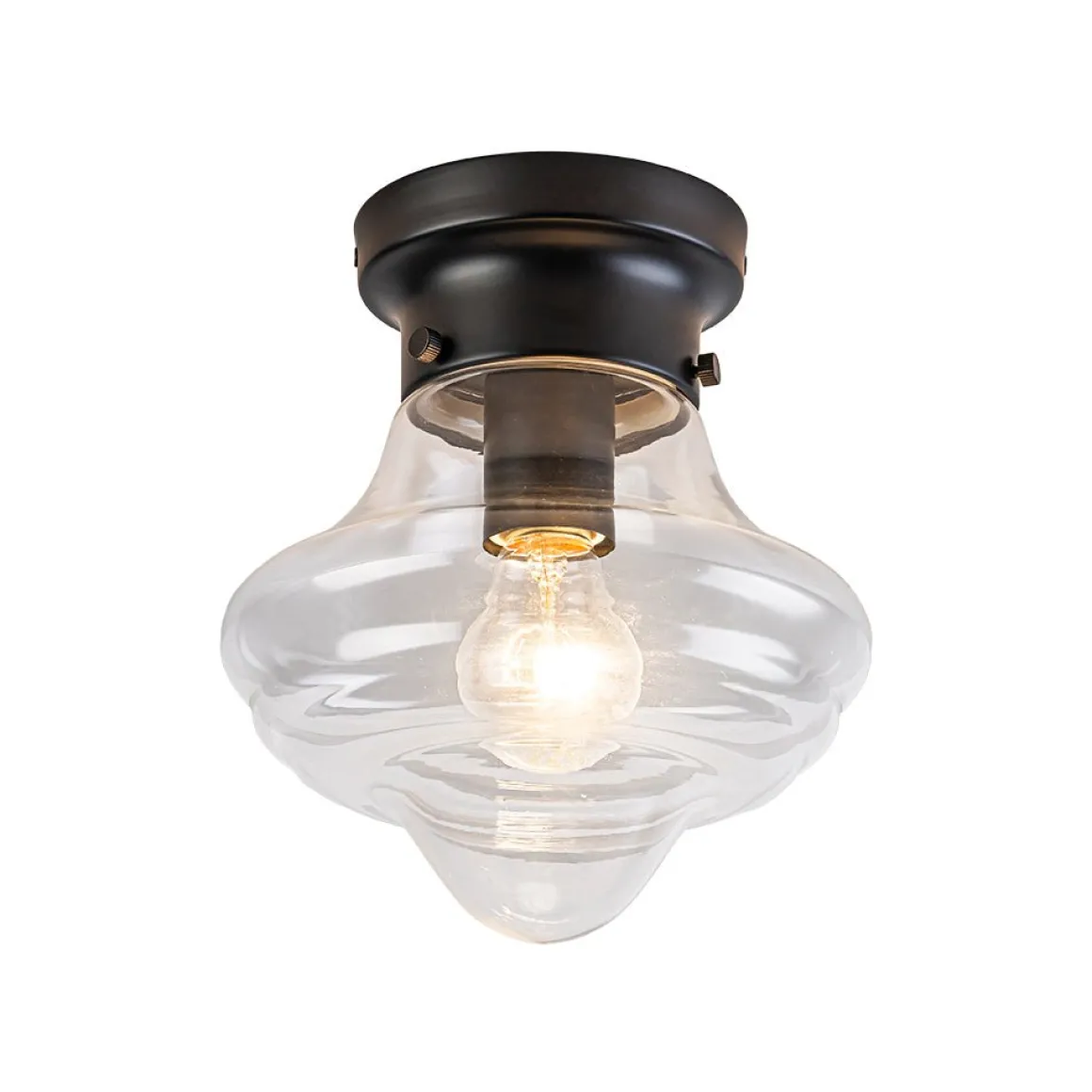 Schoolhouse 1-light Round Clear Glass Shade Semi Flush Mount