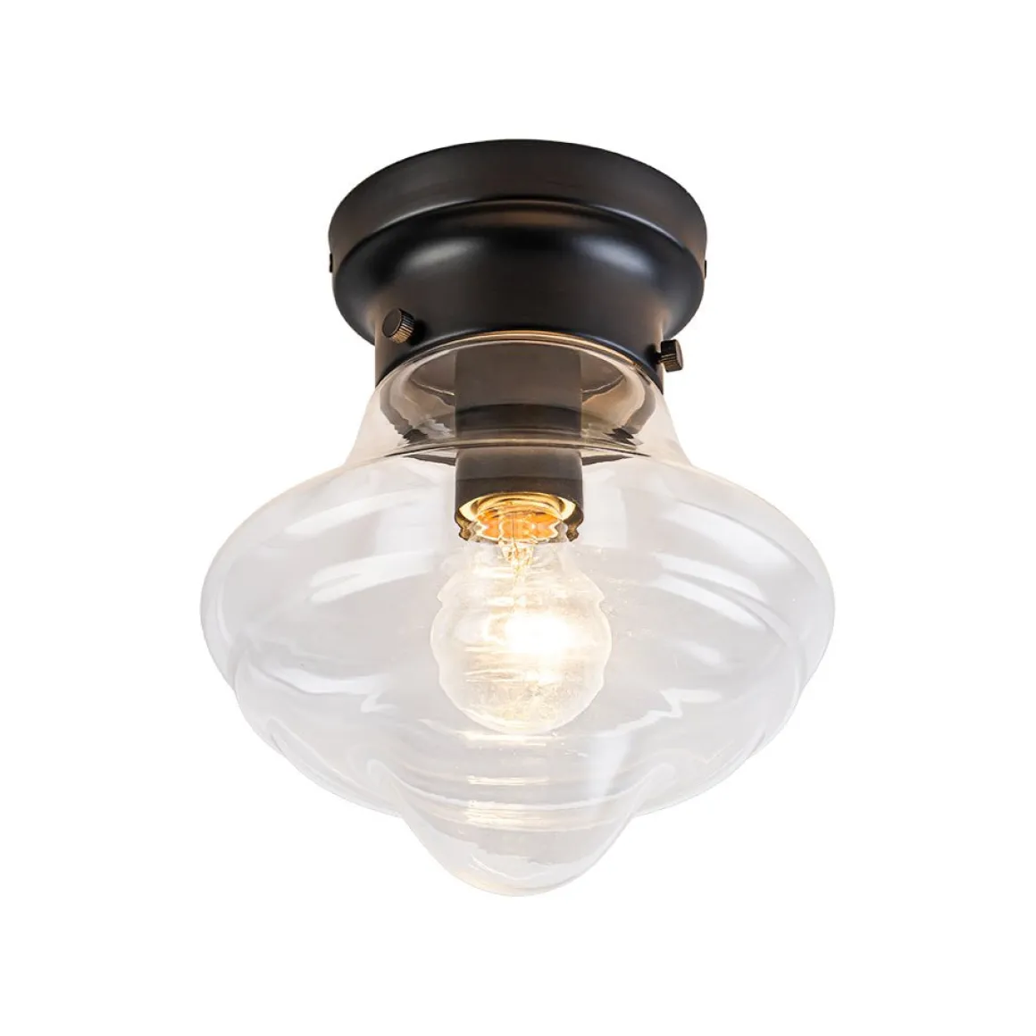 Schoolhouse 1-light Round Clear Glass Shade Semi Flush Mount