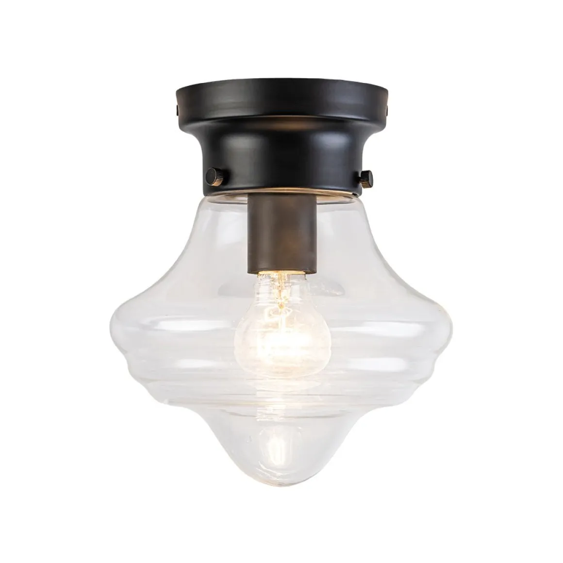 Schoolhouse 1-light Round Clear Glass Shade Semi Flush Mount