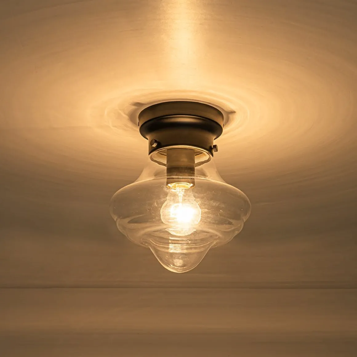 Schoolhouse 1-light Round Clear Glass Shade Semi Flush Mount