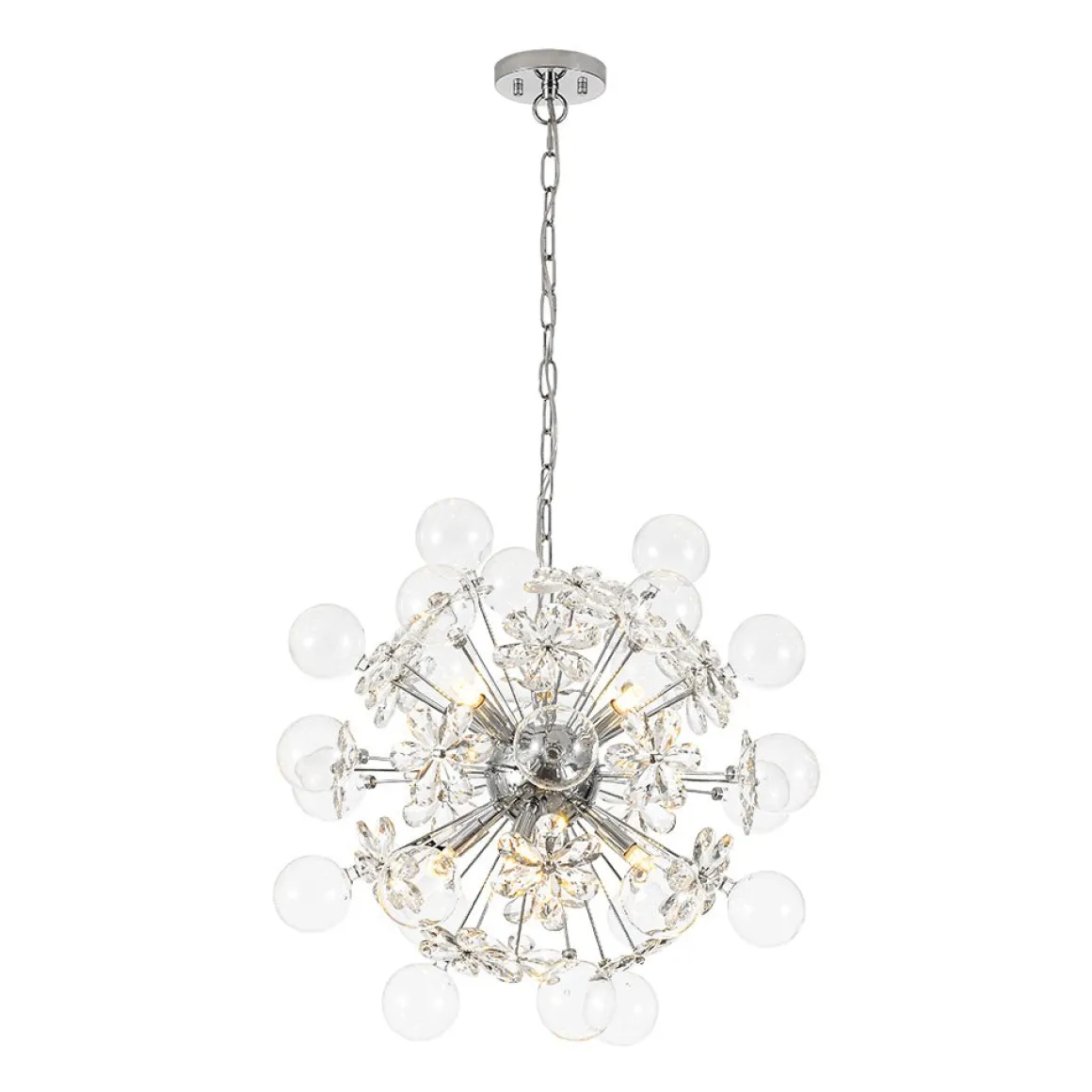 Sculptural Bloom Dandelion Crystal Floral Bubble Chandelier