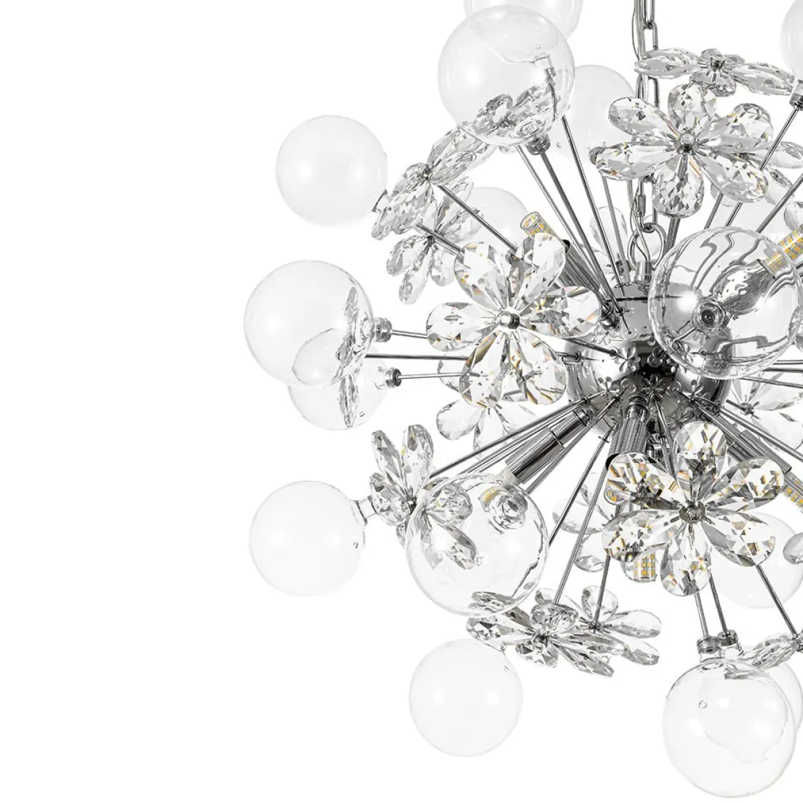 Sculptural Bloom Dandelion Crystal Floral Bubble Chandelier