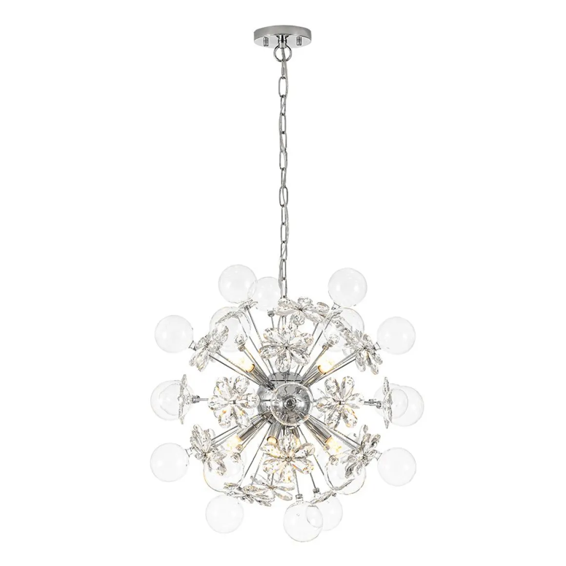 Sculptural Bloom Dandelion Crystal Floral Bubble Chandelier