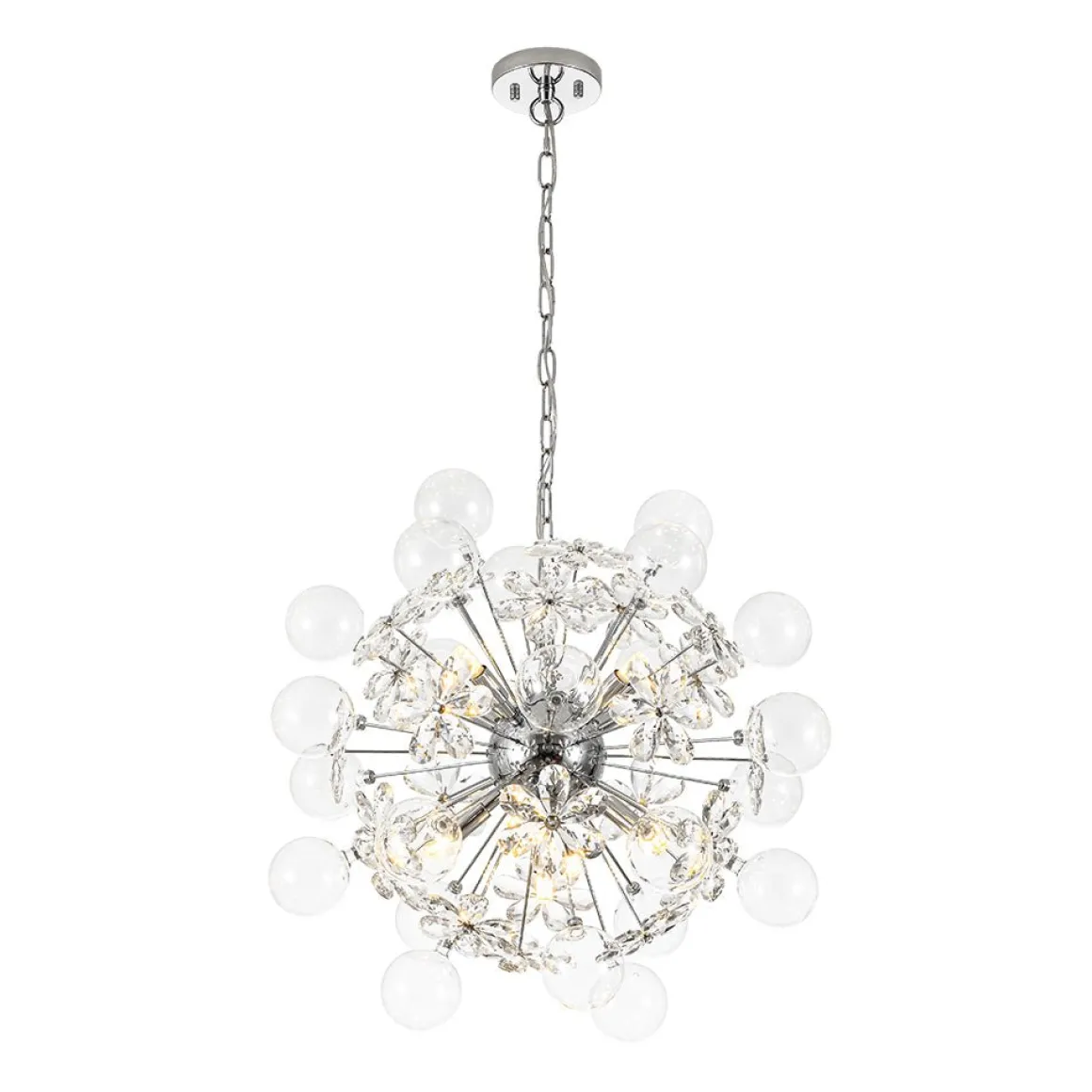 Sculptural Bloom Dandelion Crystal Floral Bubble Chandelier