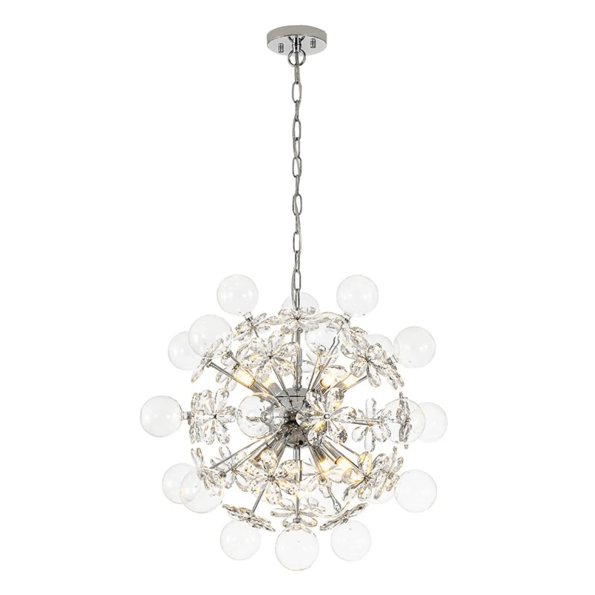Sculptural Bloom Dandelion Crystal Floral Bubble Chandelier