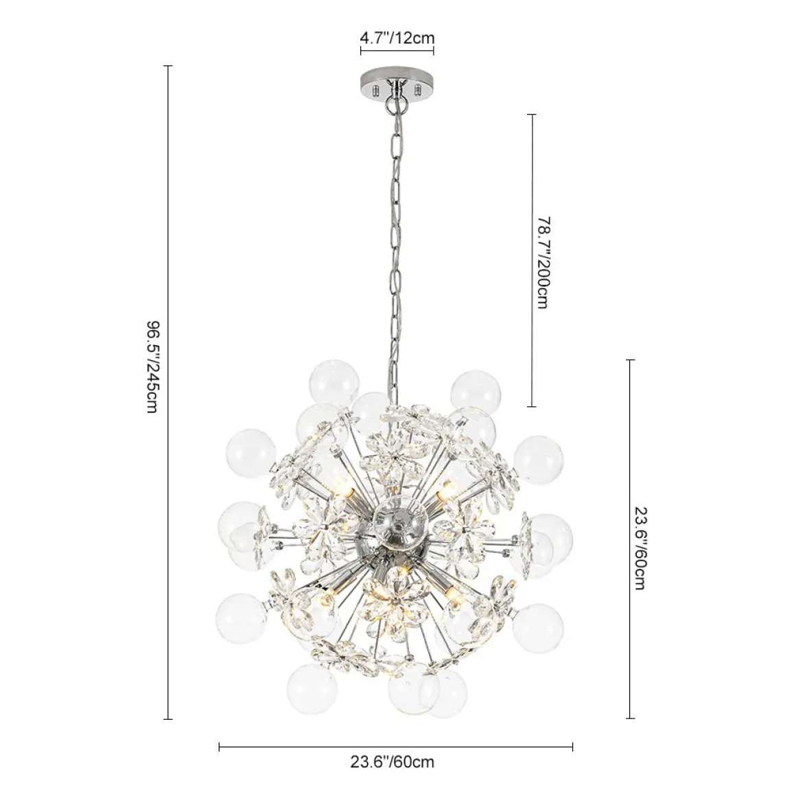 Sculptural Bloom Dandelion Crystal Floral Bubble Chandelier