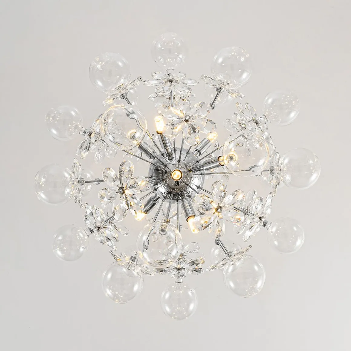 Sculptural Bloom Dandelion Crystal Floral Bubble Chandelier