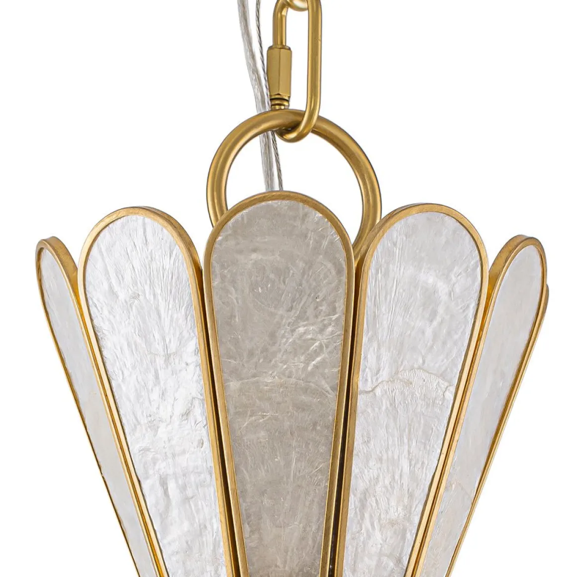 Sculptural Bloom 1-Light Brass Capiz Shell Glass Pendant