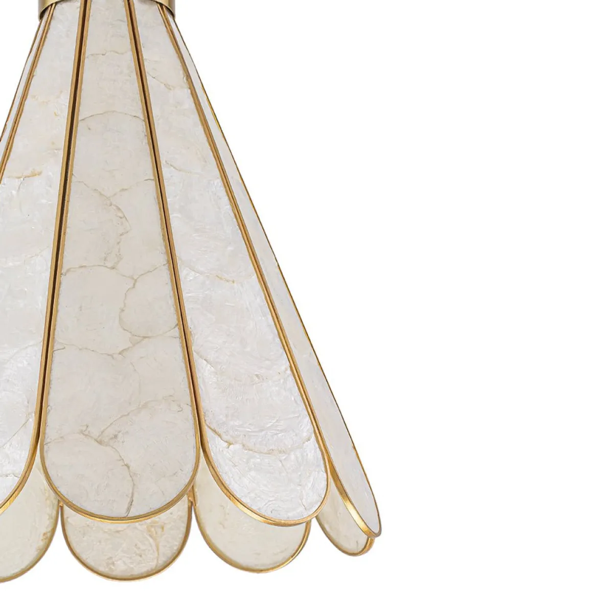 Sculptural Bloom 1-Light Brass Capiz Shell Glass Pendant