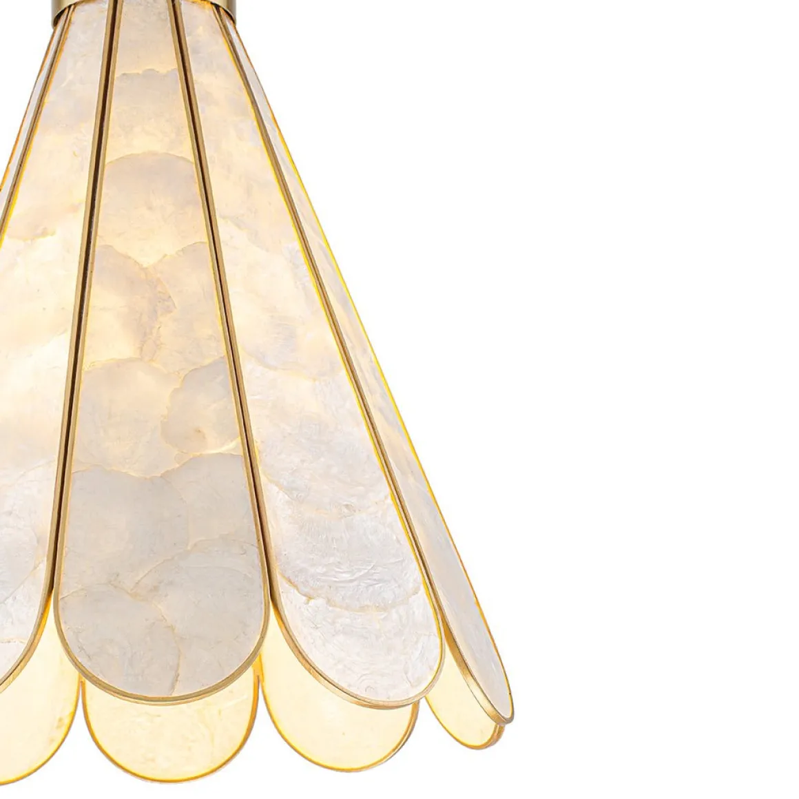 Sculptural Bloom 1-Light Brass Capiz Shell Glass Pendant