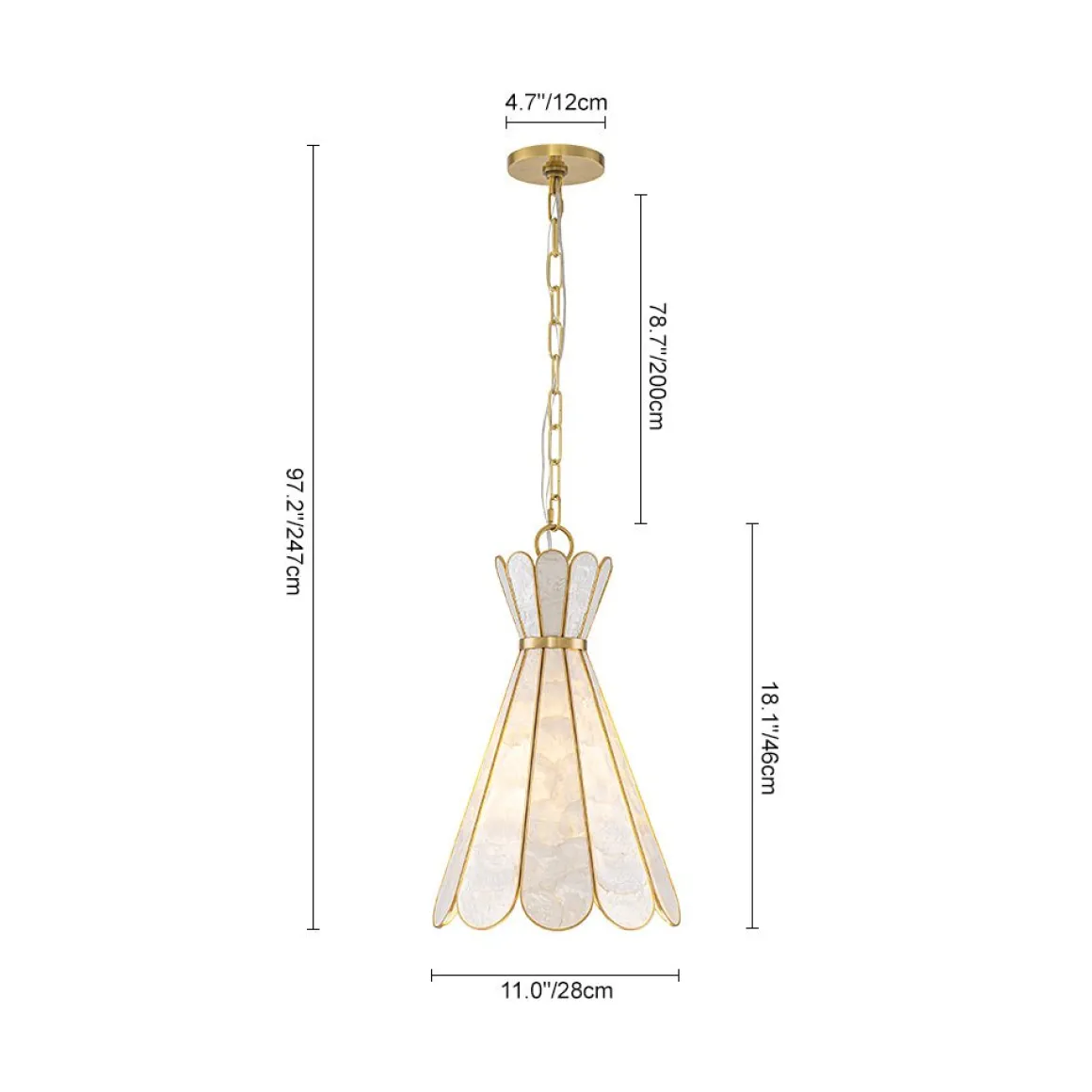 Sculptural Bloom 1-Light Brass Capiz Shell Glass Pendant