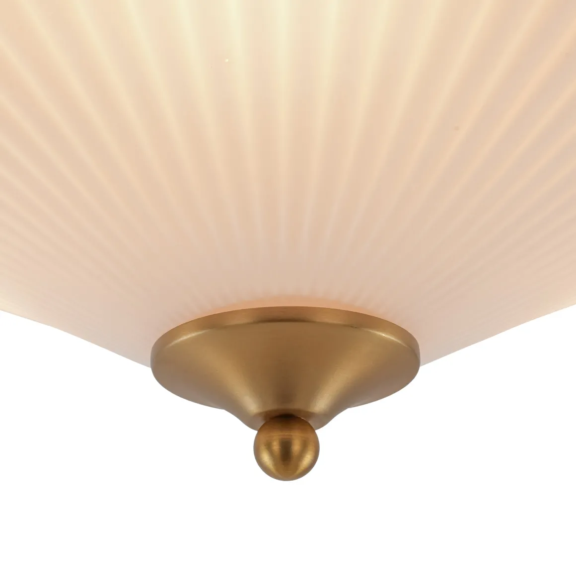 Sculptural Shine Opal Glass Pleated Cone Semi Flush Mount