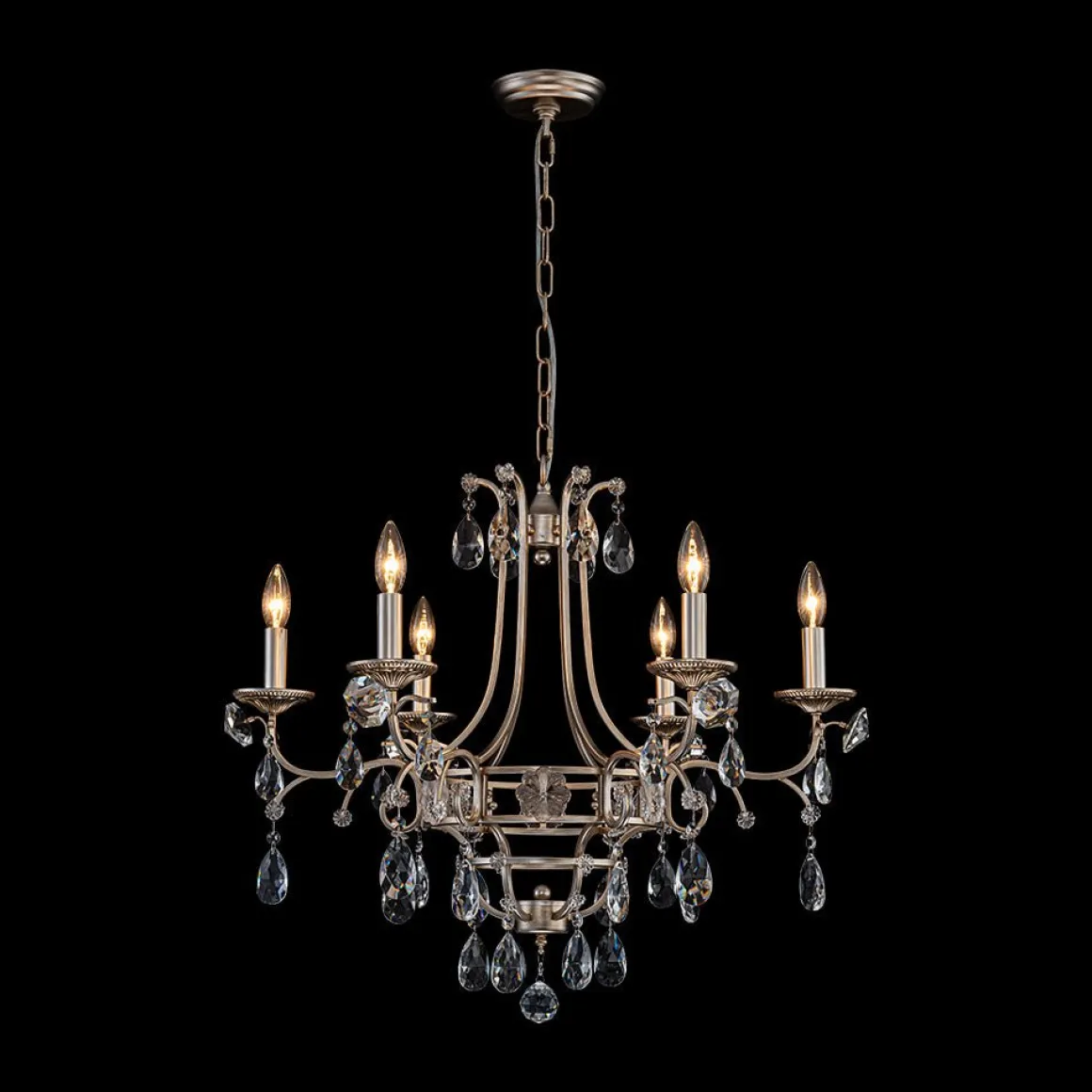 Shabby Chic 6-Light Crystal Empire Candle Chandelier
