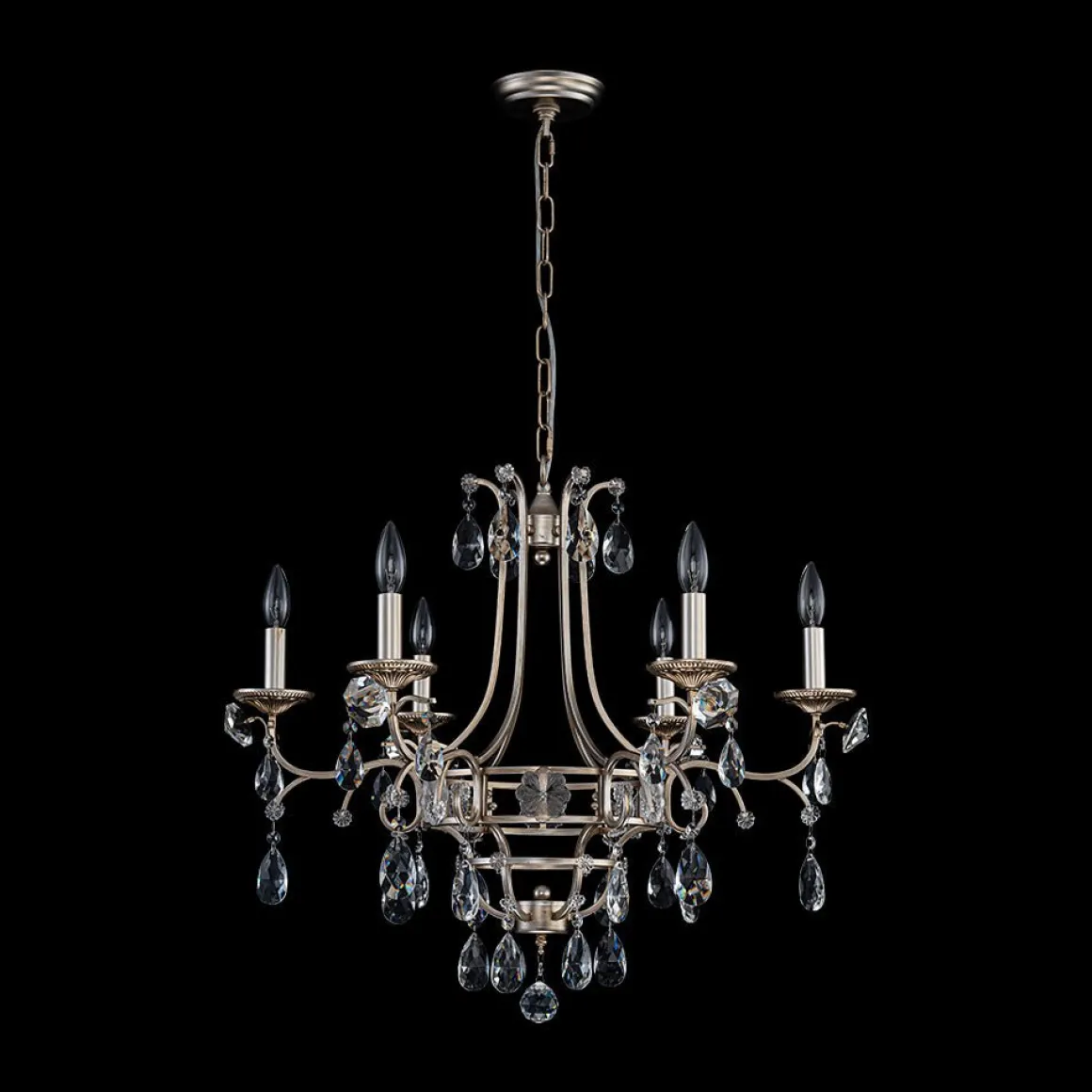 Shabby Chic 6-Light Crystal Empire Candle Chandelier
