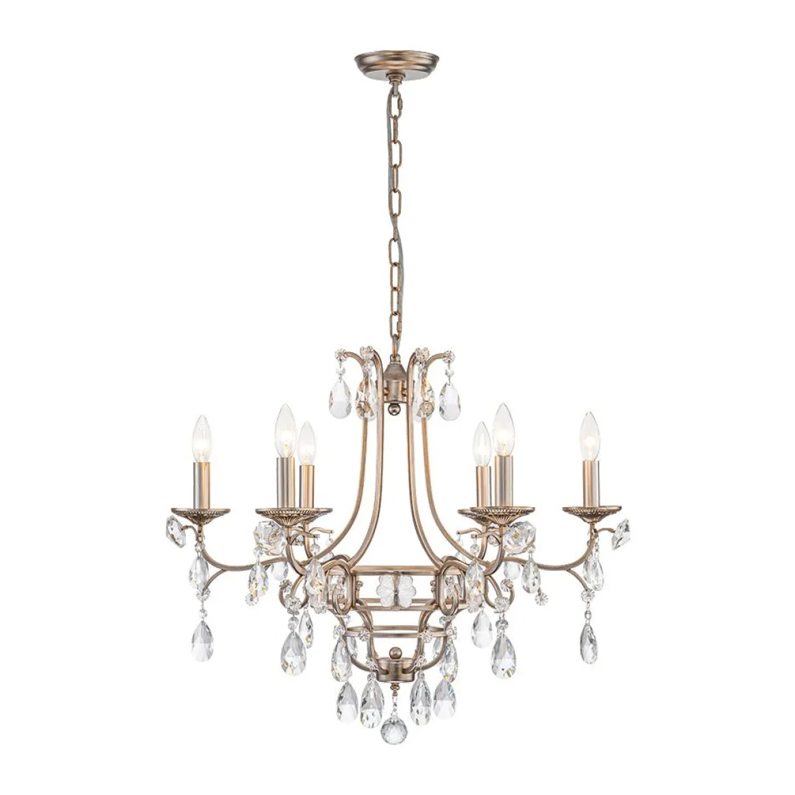 Shabby Chic 6-Light Crystal Empire Candle Chandelier