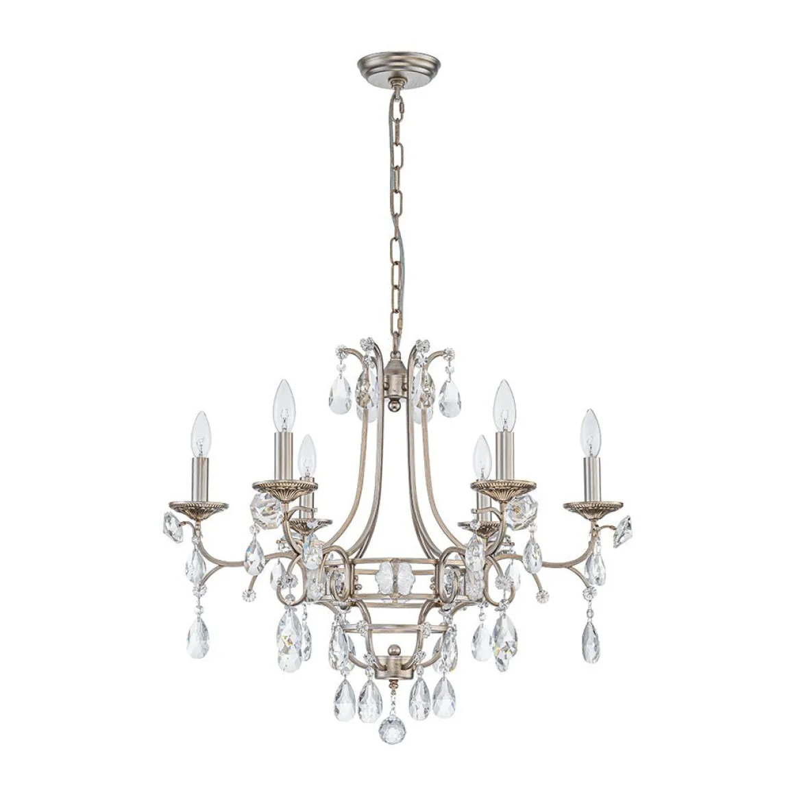 Shabby Chic 6-Light Crystal Empire Candle Chandelier