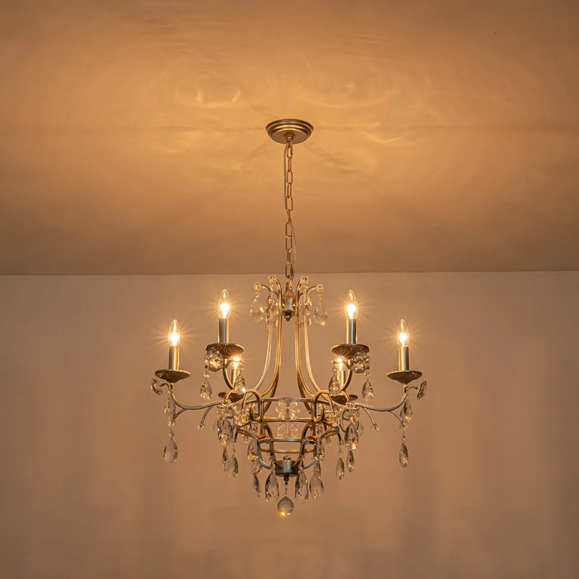 Shabby Chic 6-Light Crystal Empire Candle Chandelier