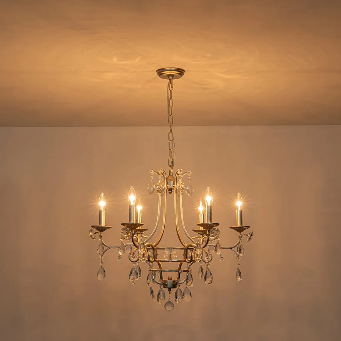 Shabby Chic 6-Light Crystal Empire Candle Chandelier