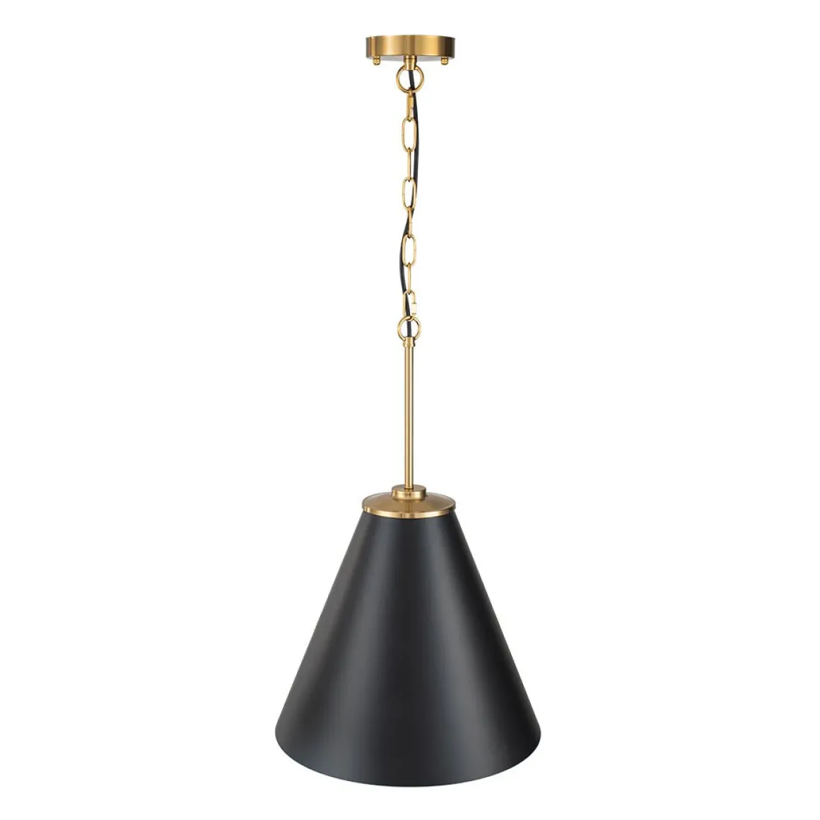 Shaker Brass Black 1-Light Metal Conical Kitchen Pendant