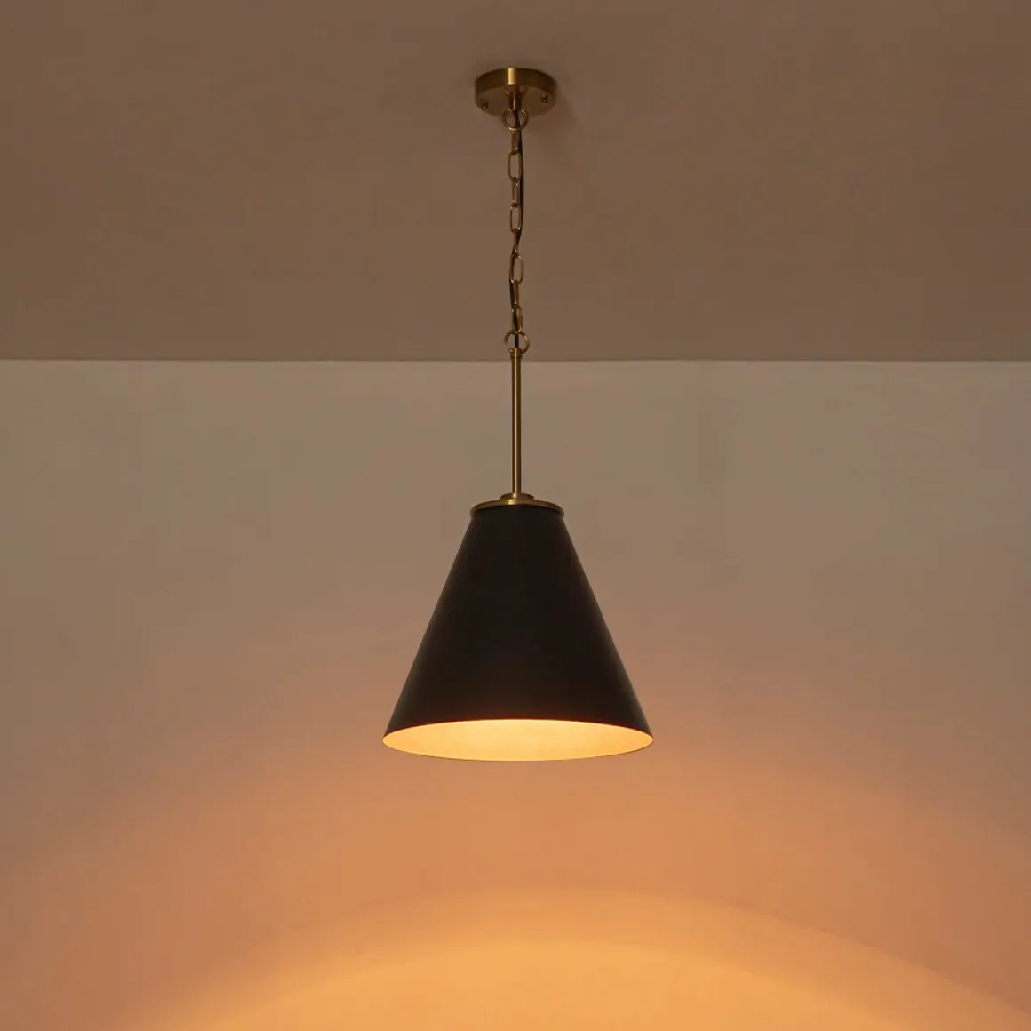 Shaker Brass Black 1-Light Metal Conical Kitchen Pendant