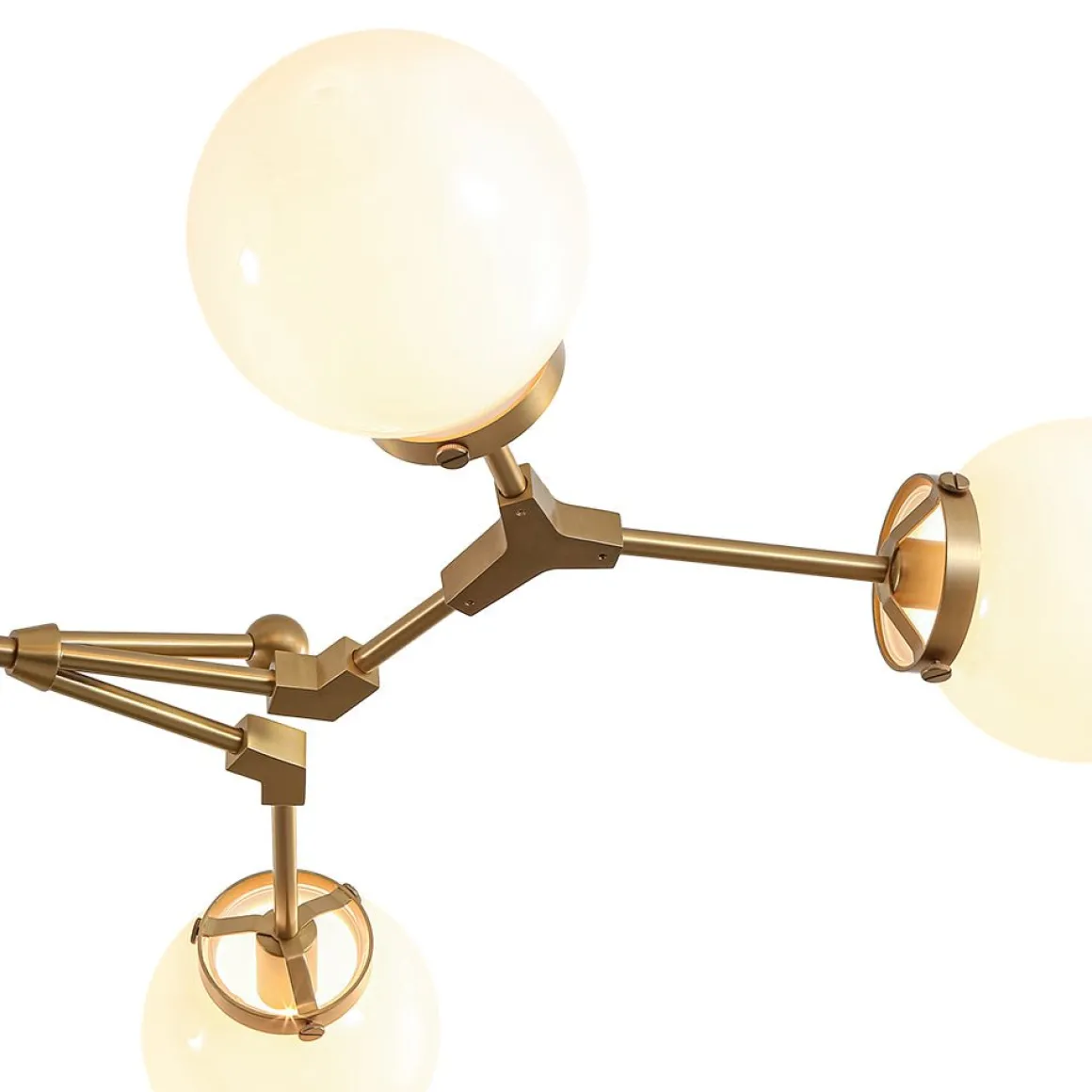 Shine Opal Glass Globe Linear Branch Island Chandelier