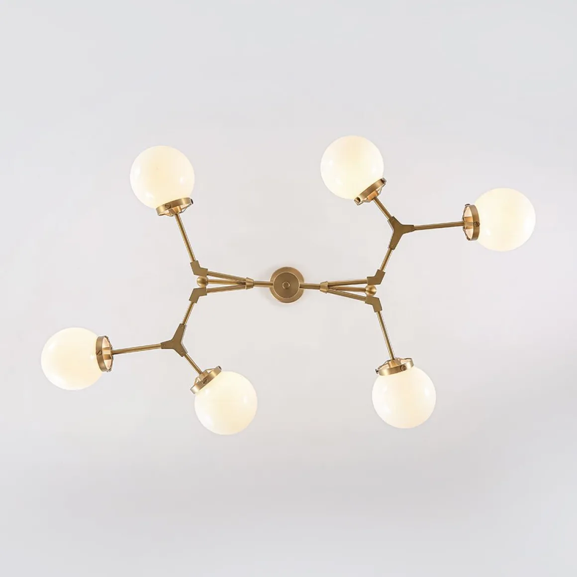 Shine Opal Glass Globe Linear Branch Island Chandelier