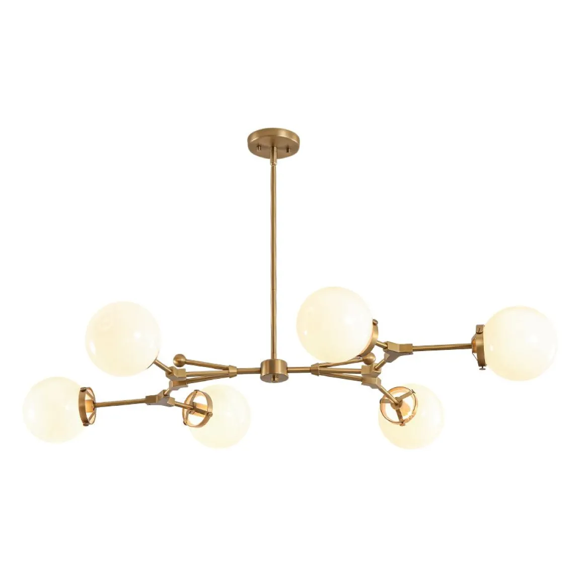 Shine Opal Glass Globe Linear Branch Island Chandelier