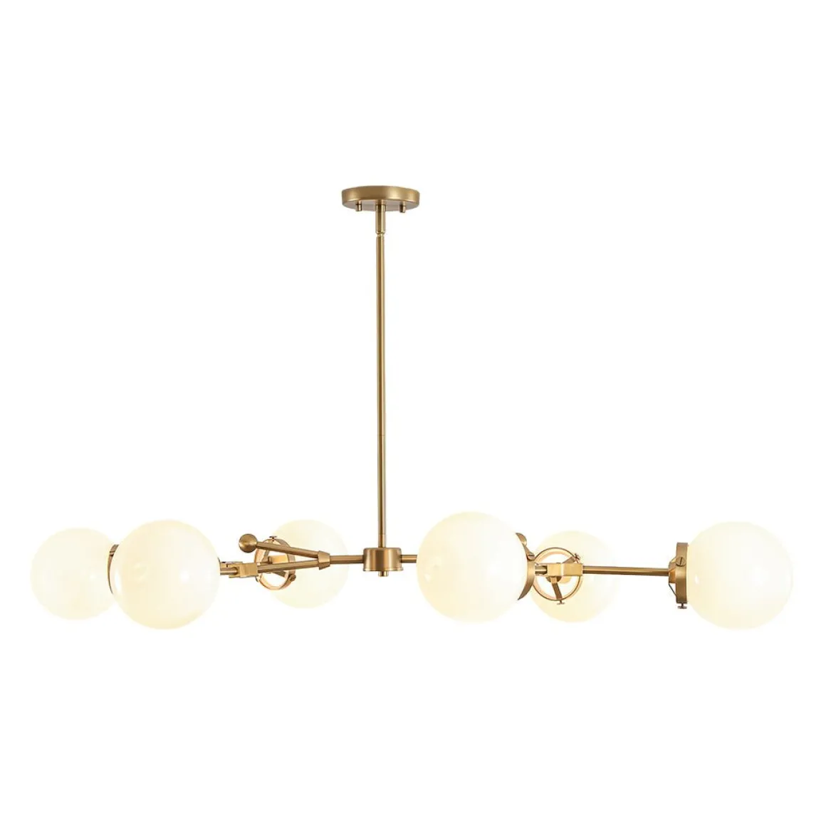 Shine Opal Glass Globe Linear Branch Island Chandelier
