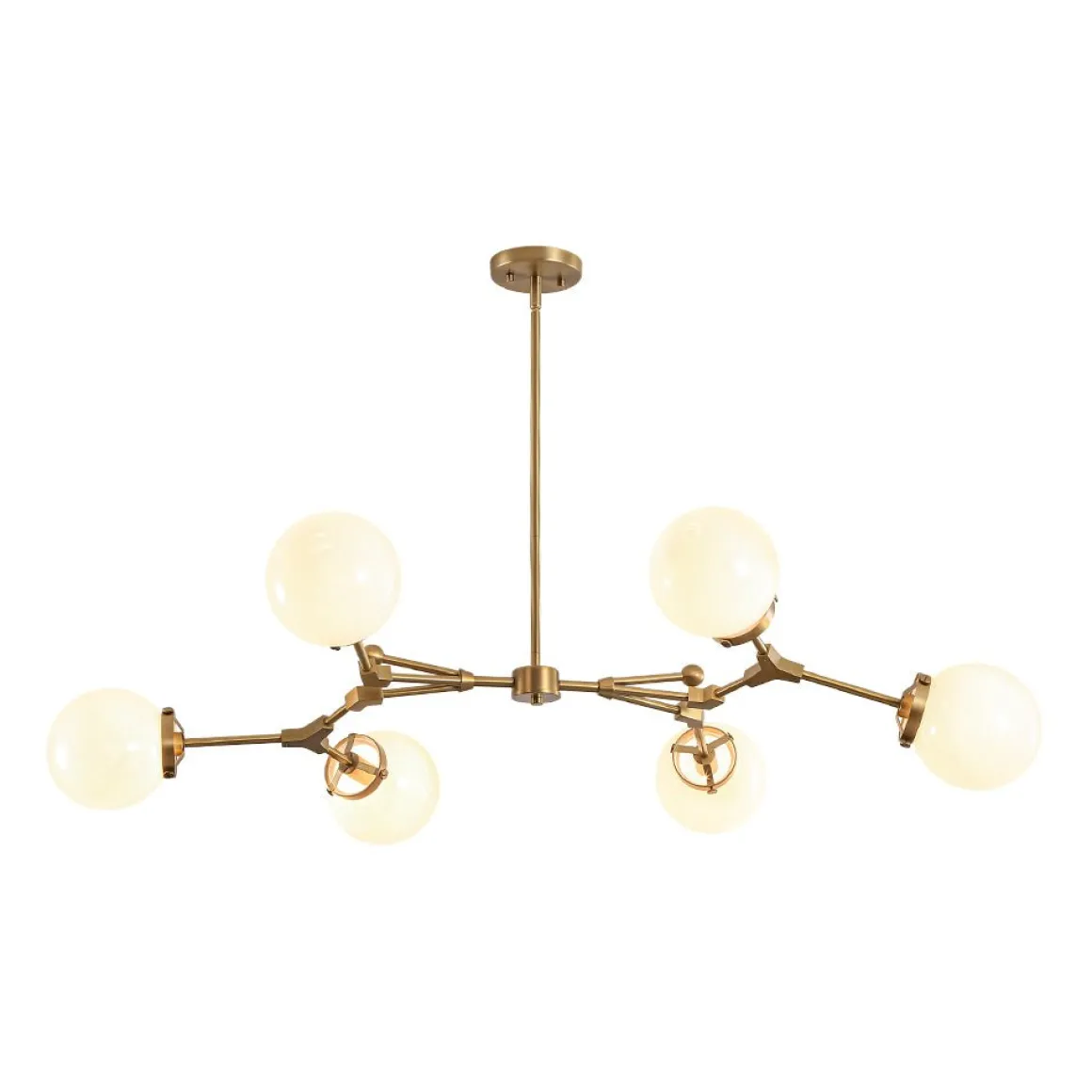 Shine Opal Glass Globe Linear Branch Island Chandelier