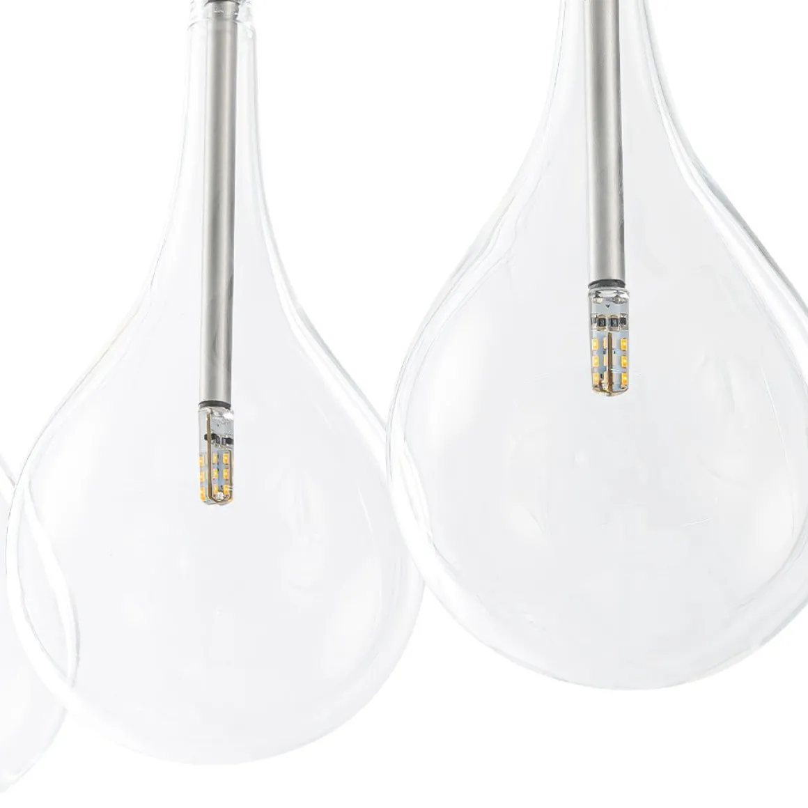 Silver 5-Light Clear Glass Teardrop Linear Island Pendant