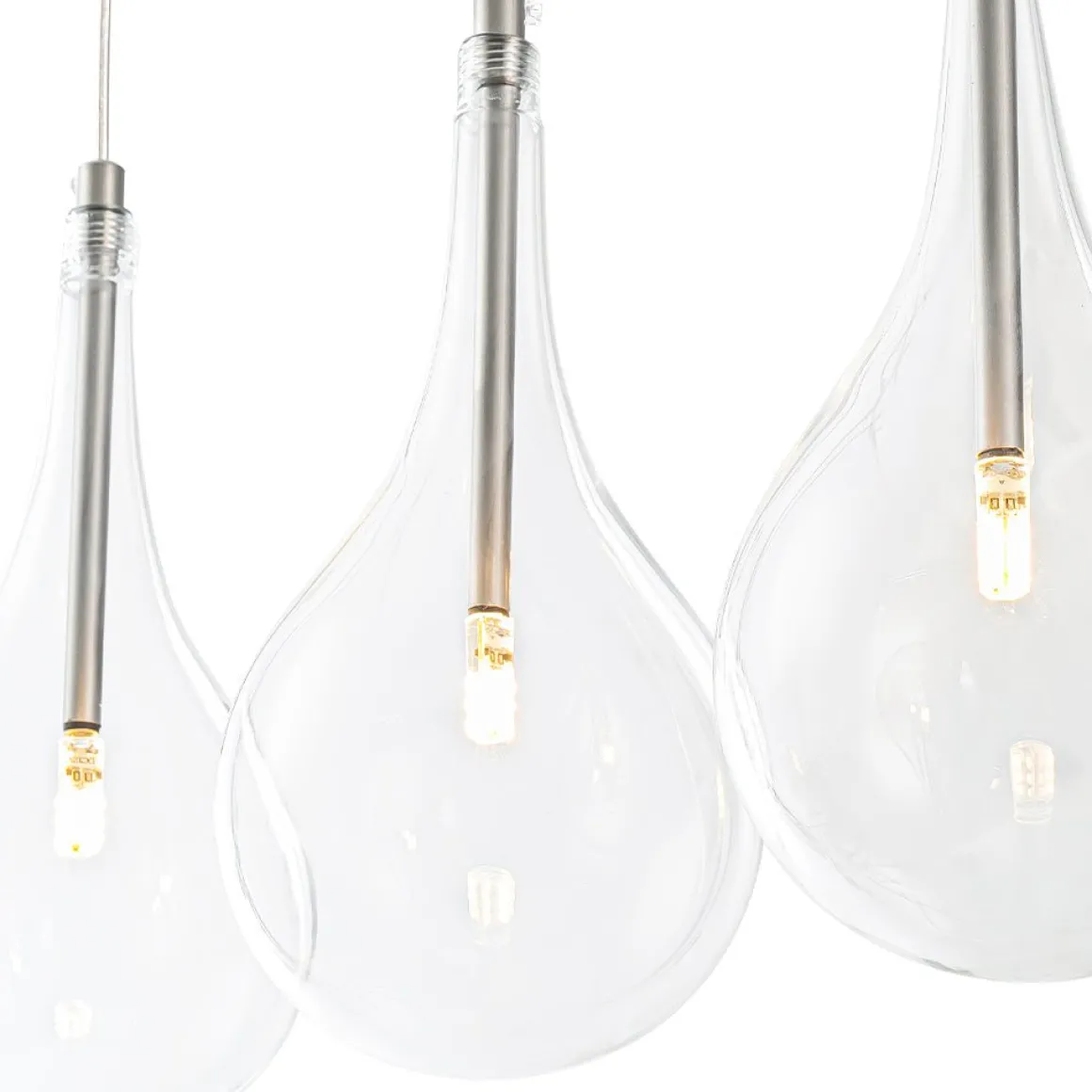 Silver 5-Light Clear Glass Teardrop Linear Island Pendant