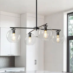 Simple 4-light Clear Glass Globe Round Sputnik Chandelier