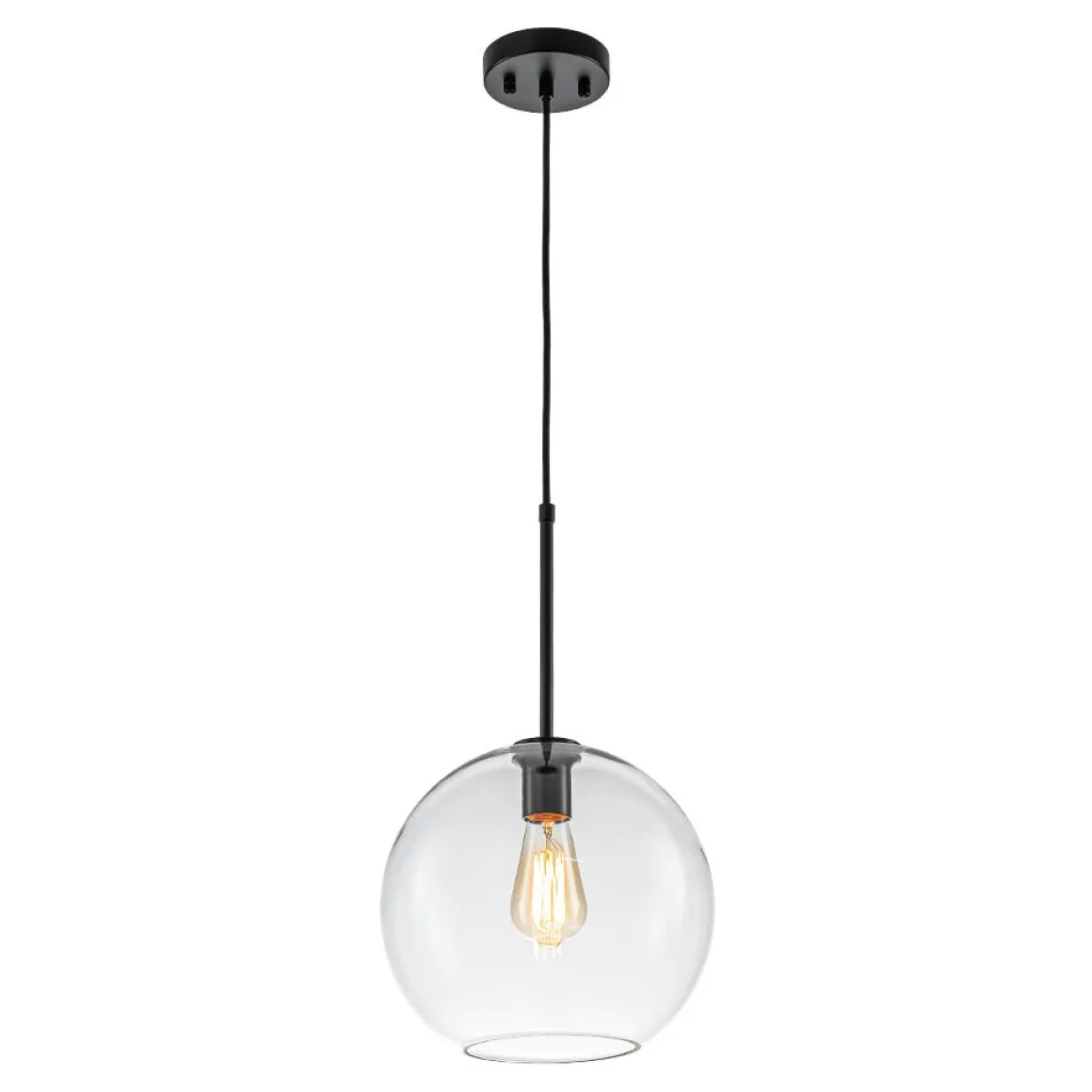 Simple Mid-Century 1-Light Clear Glass Globe Pendant Light