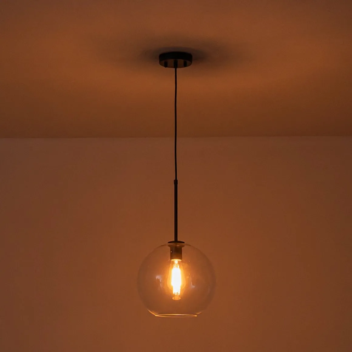 Simple Mid-Century 1-Light Clear Glass Globe Pendant Light