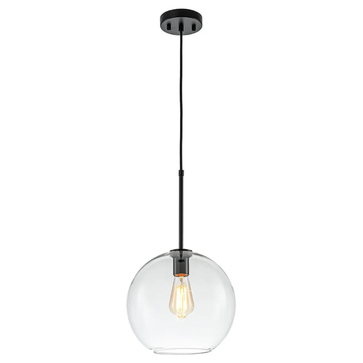Simple Mid-Century 1-Light Clear Glass Globe Pendant Light