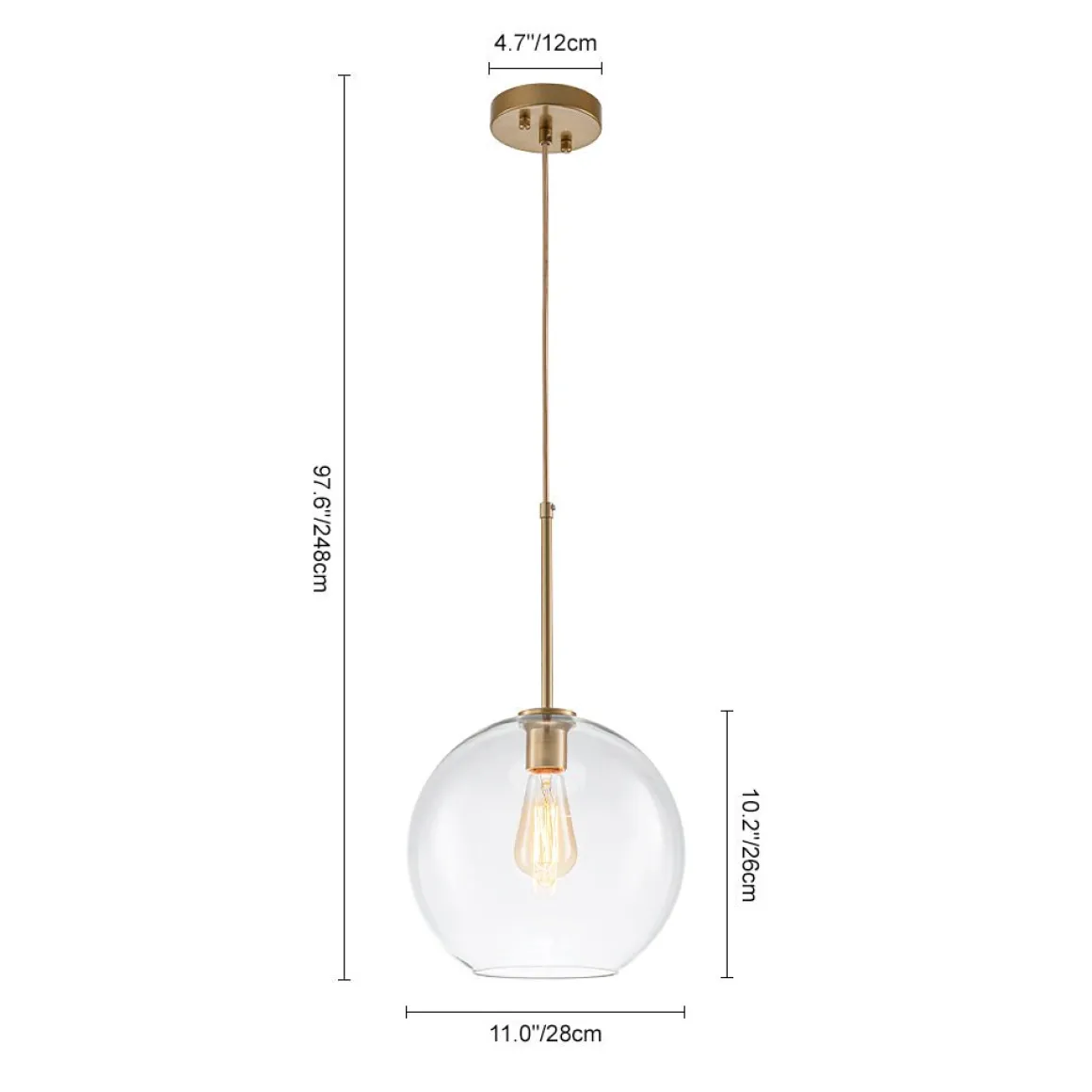 Simple Mid-Century 1-Light Clear Glass Globe Pendant Light