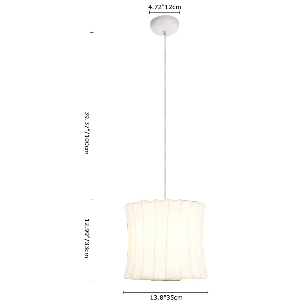 Single White Fabric Pendant Light