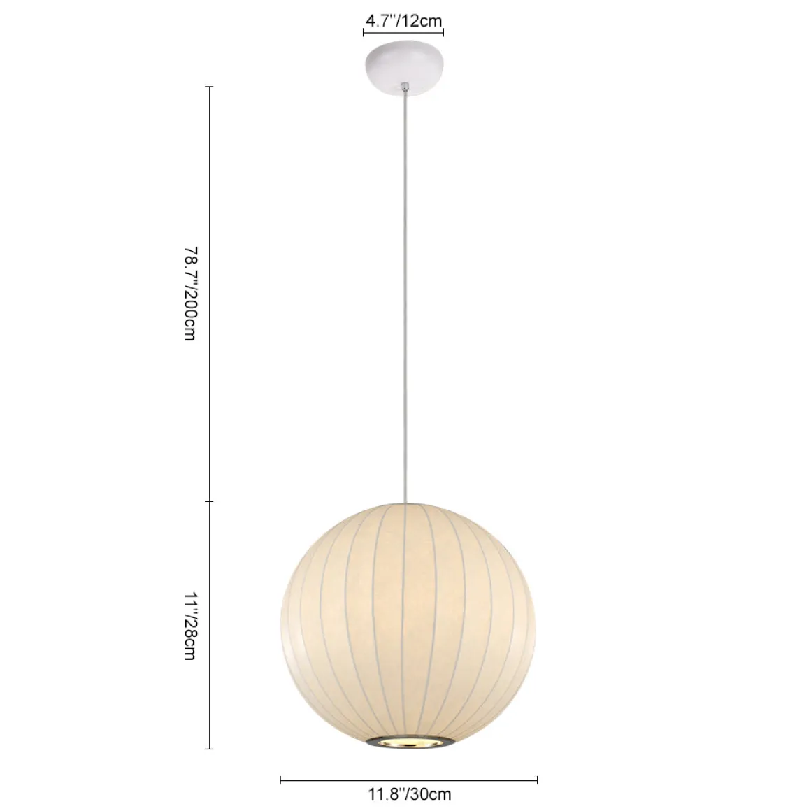 Single White Fabric Pendant Light