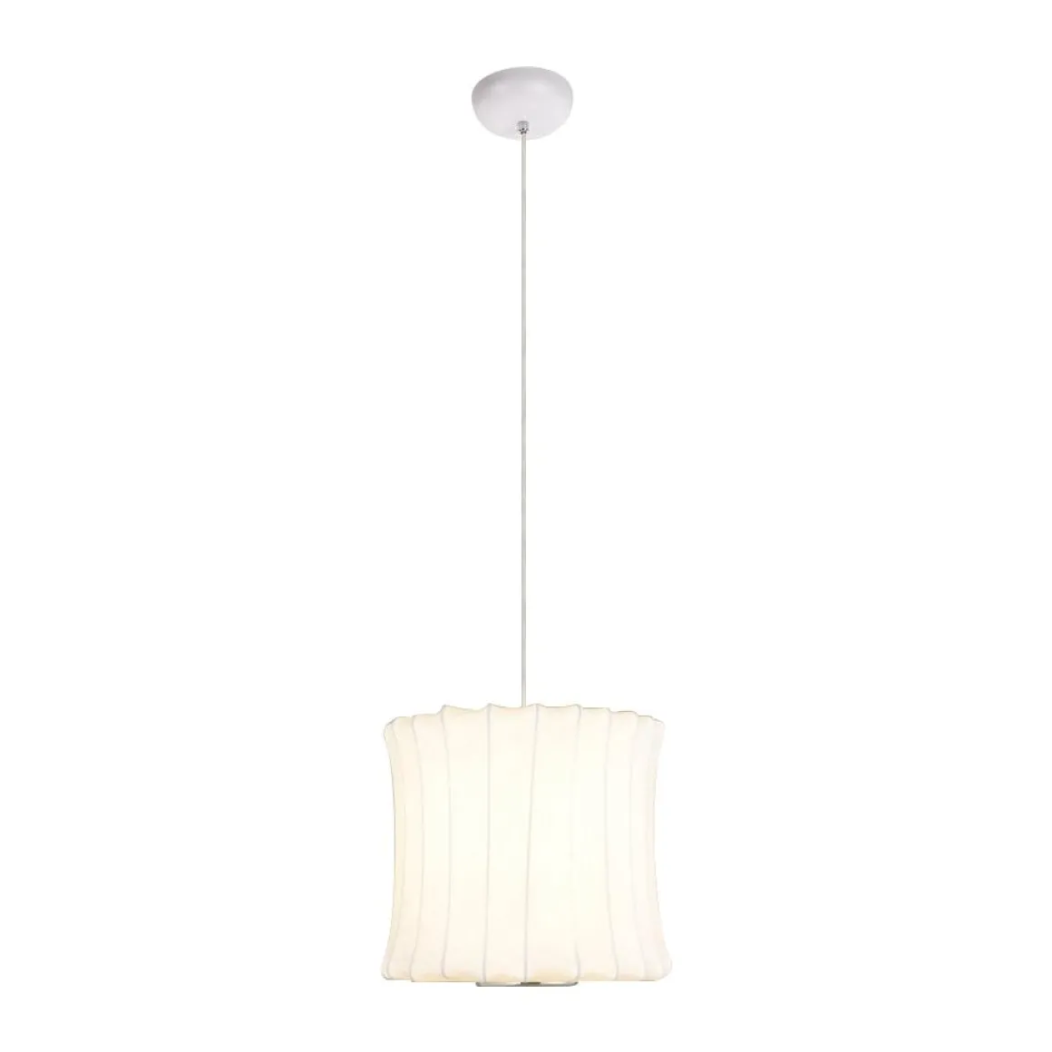 Single White Fabric Pendant Light