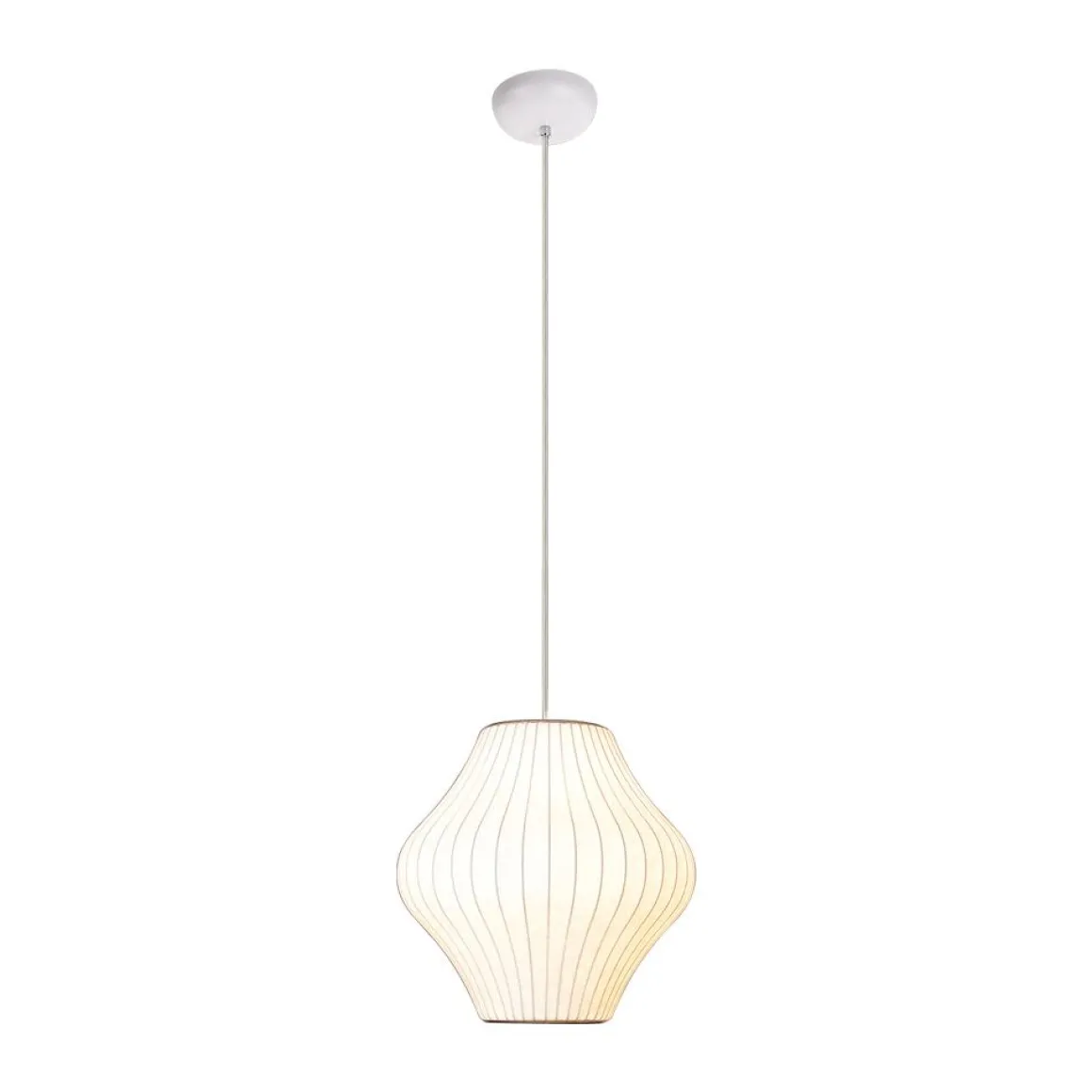 Single White Fabric Pendant Light