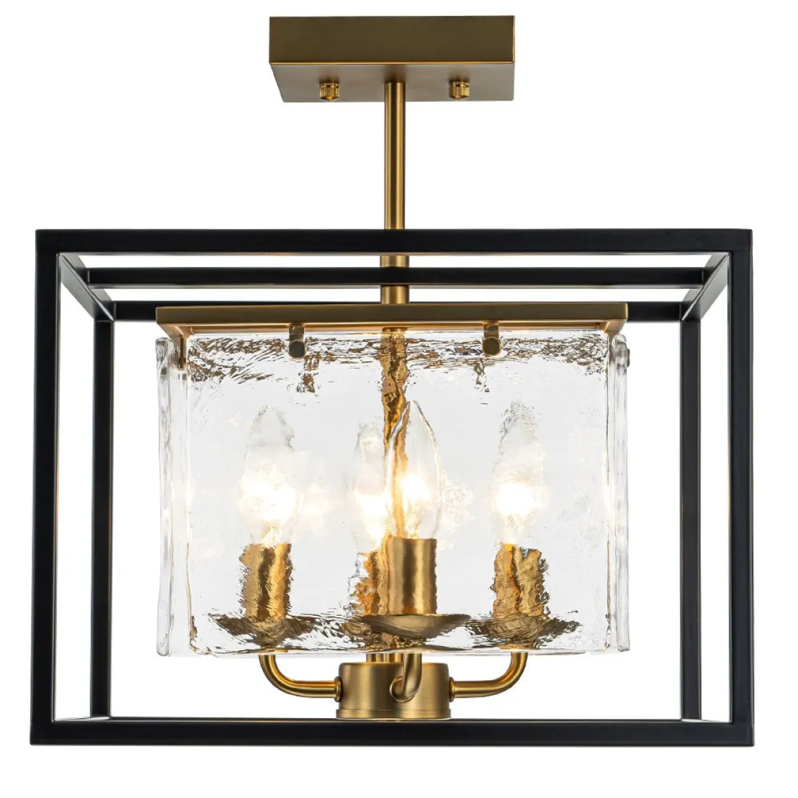 Textured Glass Candle Style Square Lantern Ceiling Light