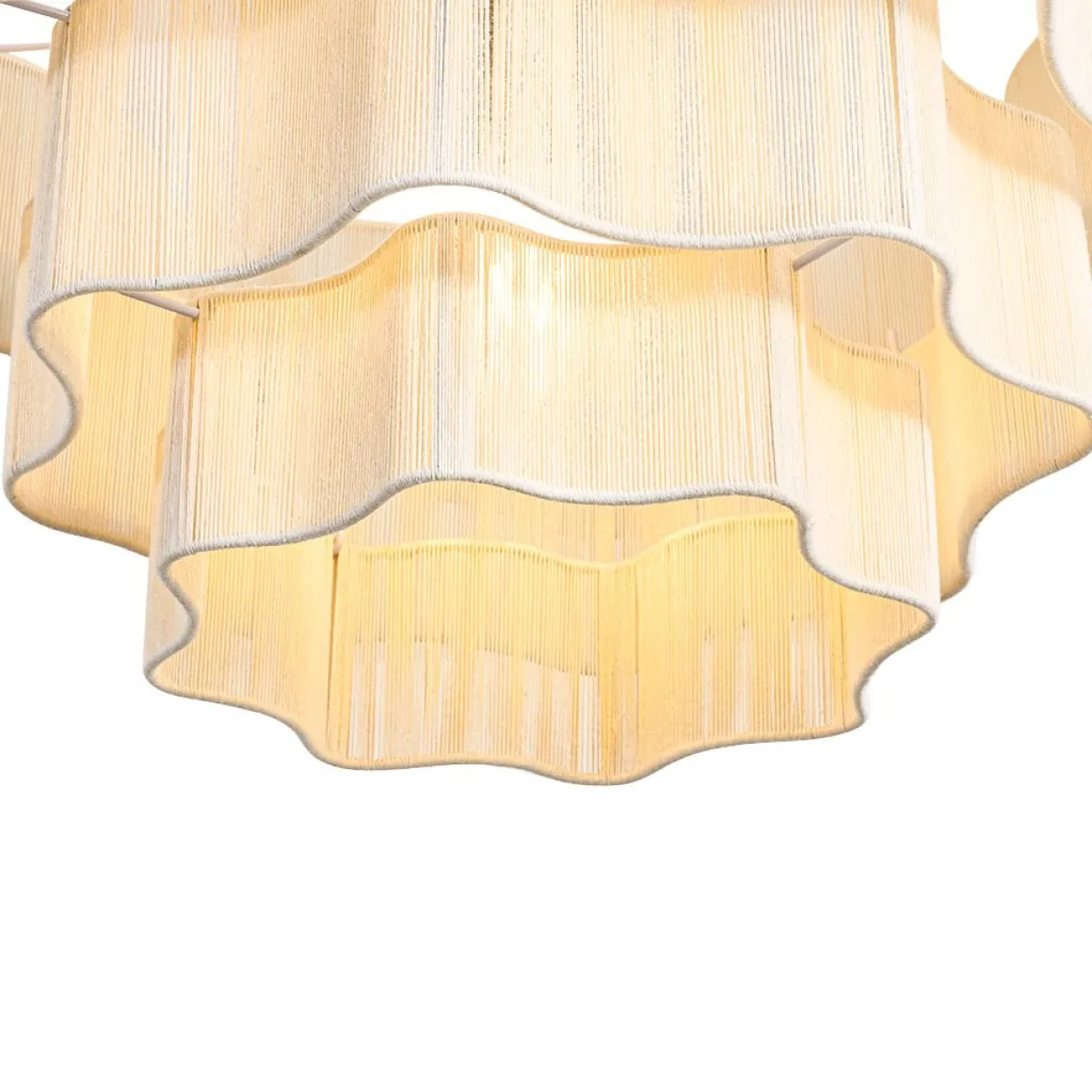 3-Tier Beige Woven Thread Round Cage Pendant Light