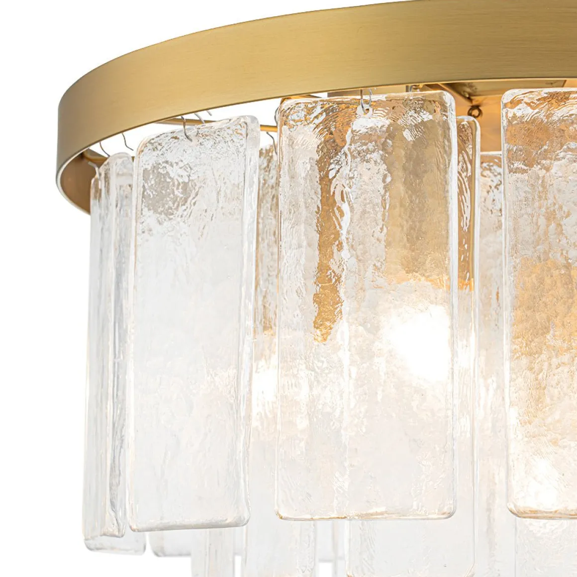 Tiered Hammered Water Glass Round Semi Flush Mount