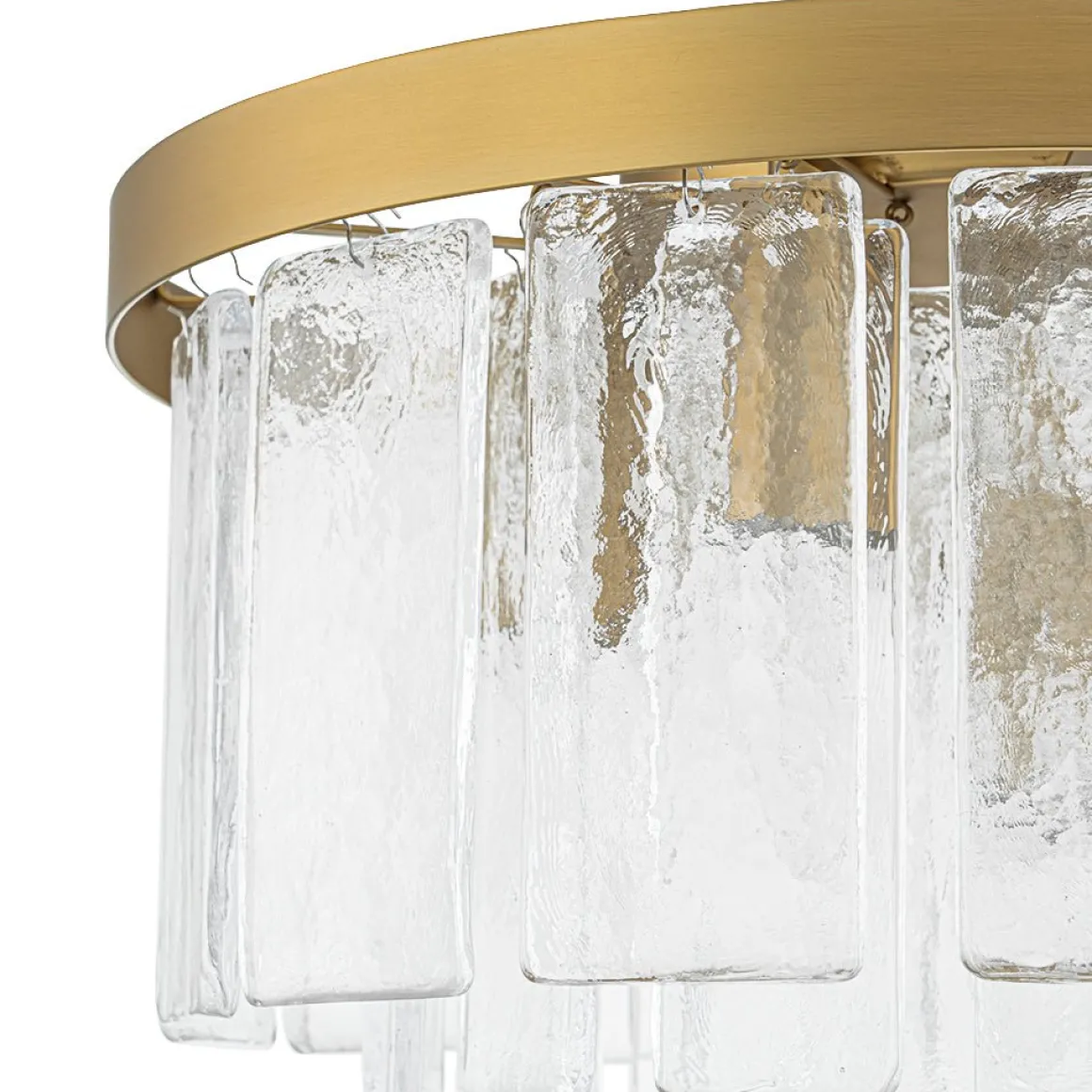 Tiered Hammered Water Glass Round Semi Flush Mount
