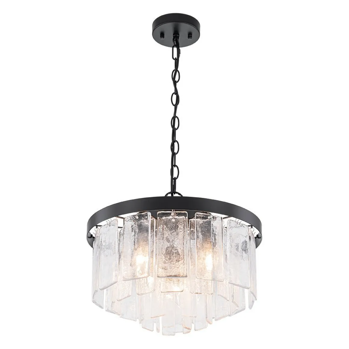 Tiered Hammered Water Glass Round Semi Flush Mount