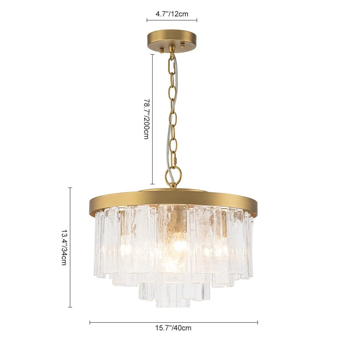 Tiered Hammered Water Glass Round Semi Flush Mount