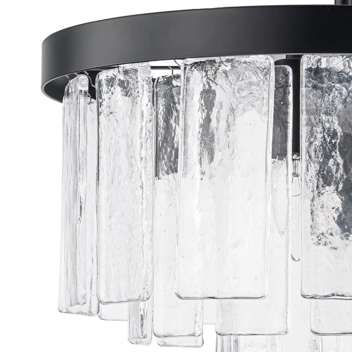 Tiered Hammered Water Glass Round Semi Flush Mount