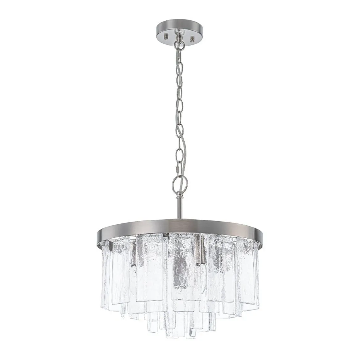 Tiered Hammered Water Glass Round Semi Flush Mount