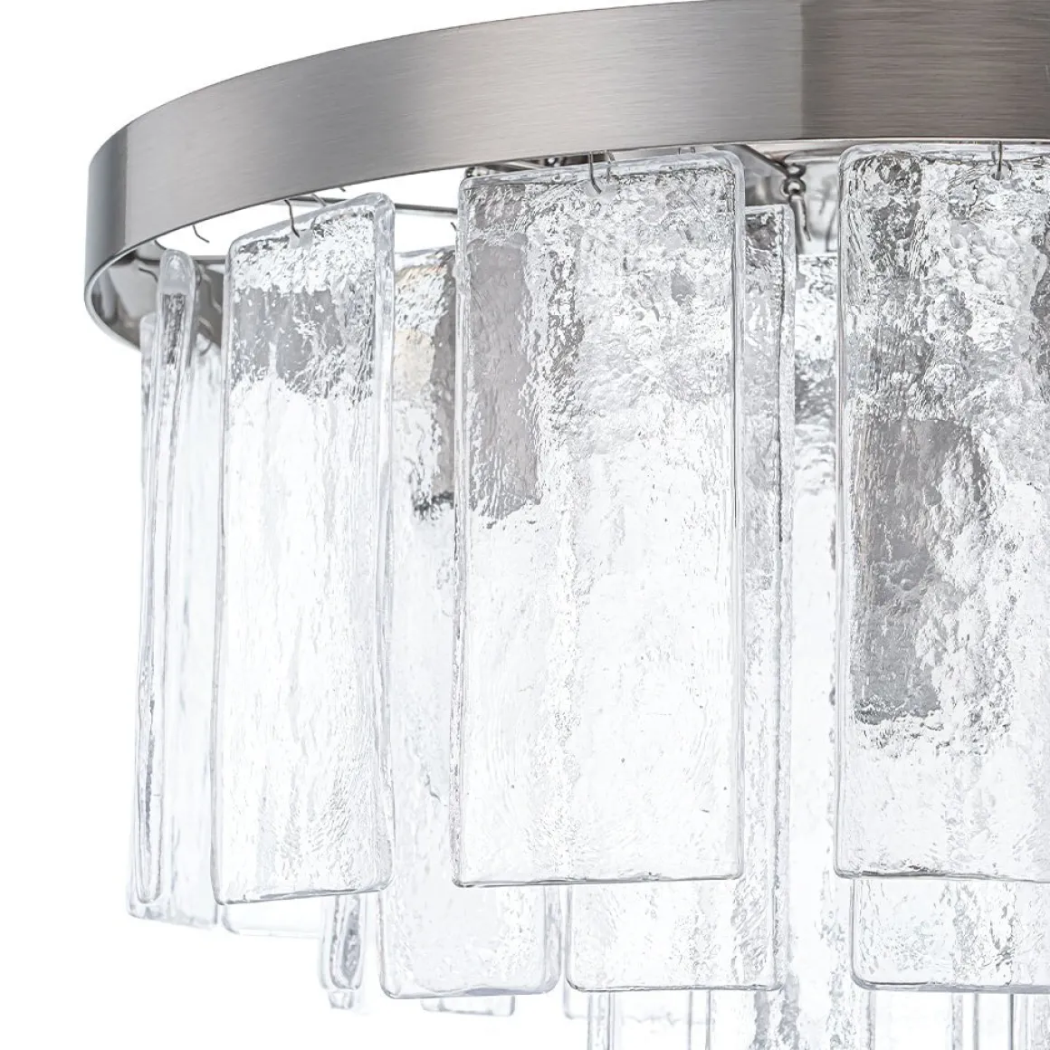 Tiered Hammered Water Glass Round Semi Flush Mount