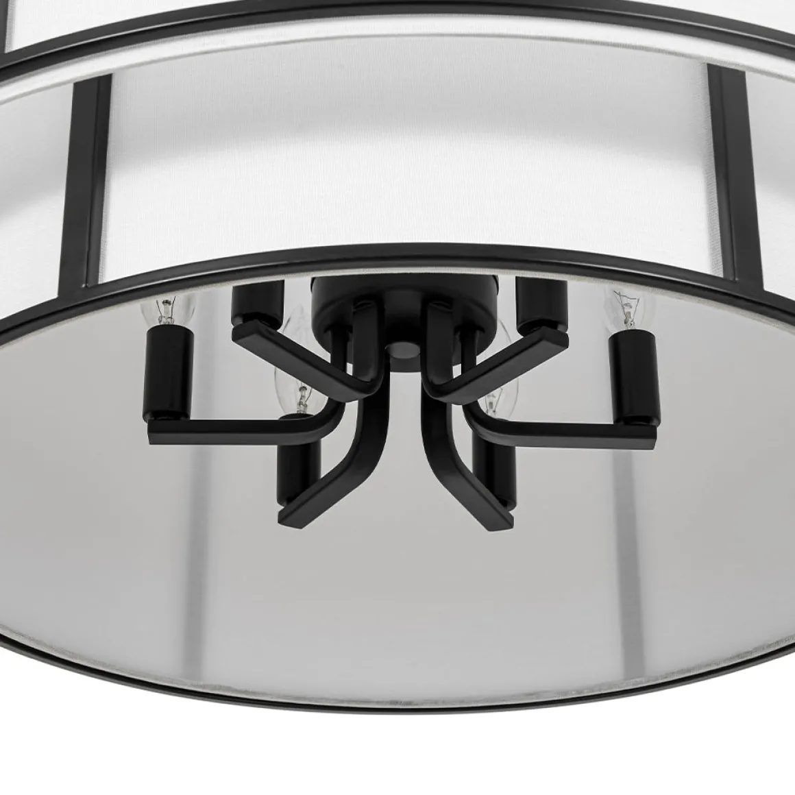 2-Tier Large White Fabric Drum Cage Chandelier